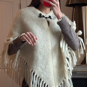 Wool and Mohair vintage fringed poncho